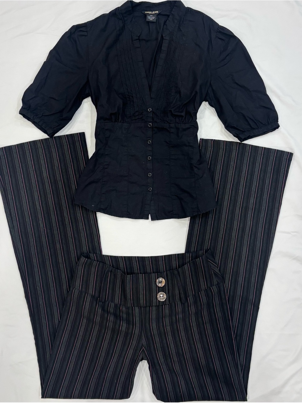 Vintage 90s Black and Pink Pinstripe Pants